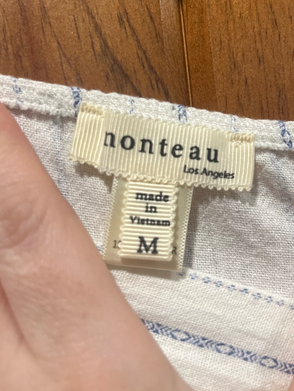 Monteau White and Navy Striped V-Neck Midi Dress with Side Slit - Picture 5 of 8